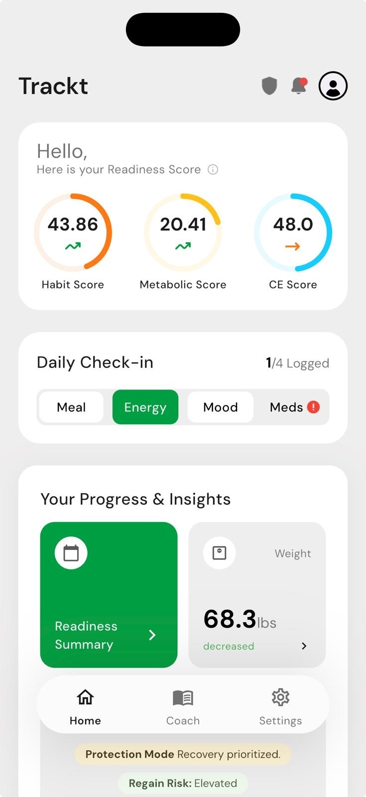 Trackt dashboard preview